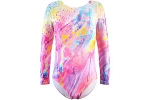 XiaoMoSha Gymnastics Leotards for Girls Long Sleeve Dance Leotard Sparkle Ballet Dancewear for Little Girls 2-14 Years