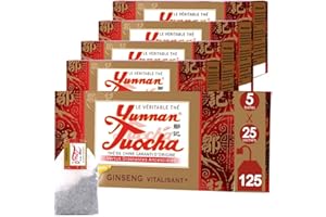 ‎TUOCHA Yunnan Tuocha - Belebender Schwarzer Tuochaq Tee mit Ginseng - 125 Teebeutel (5er Pack x 25) - 250g - Tee aus China mit Garantierter Herkunft
