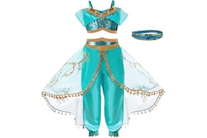 Belle & Moana Robe Princesse pour Filles, Déguisement Jasmine des Neiges pour Filles, Robe Princesse Filles pour Fêtes, Anniversaires, Carnaval, Halloween - Deguisement Robe de Princesse, 3-10 ans