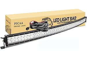 PICAA Doppia Fila Curvo Barra Luce Led Fuoristrada 50 pollici 288W Barra Luce a Led Con Cablaggio Combinata di Fascio Fari da Lavoro Led Barra Luminosa a Led per 4x4 Auto Trattore Camion ATV Barca