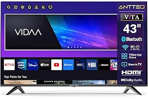 Antteq ViTA Smart TV 43 Pollici(109cm) Televisore,Vidaa App Store,Bluetooth control,DAZN/Youtube/Netflix/Prime video,WifiHDMI2025