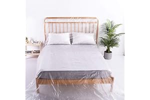 BUZIFU 2 * 3m Bâche De Protection Anti-poussière Imperméable Bâche en Plastique Transparente Épaisse Indéchirable Couverture Garde pour Sol Meubles Matelas Sapin De Noël Déménagement Rénovation