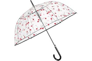 PERLETTI Ombrello Trasparente Automatico Donna - Ombrello Lungo a Cupola Pioggia - Ombrello Resistente Antivento Grande - Struttura in Fibra di Vetro - Diametro 89 cm