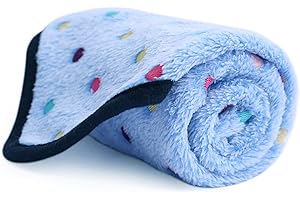 PAWZ Road Pet Dog Manta Fluffy Fleece Fabric Suave y Linda Warm Dot Print Manta Lavable para Gatos y Perros Azul 53 * 77cm