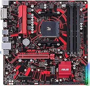 ASUS EX-A320M (AMD AM4 Socket for AMD Ryzen/AMD Ryzen 2nd Gen/Ryzen) Micro-ATX A320 Feature with Aura sync Anti-Moisture Coating USBGuard Gold-Plated x16 PCIe LAN Port and 8-pin Power Connector.