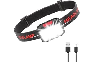 Linkax Head Torch Rechargeable, LED Headlamp Headlight with Motion Sensor Control, Super Bright Waterproof Lightweight for Running Fishing Cycling Camping Hiking Dog Walking Kids