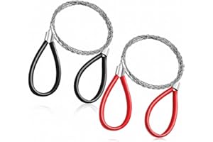 XPEX 2 Pezzi Sega Tascabile in Acciaio Inox con Passanti,Saw Chain,Sega per Potatura A Mano, 75 Cm di Lunghezza, Sega A Filo Migliorata per Legno E Plastica, Ideale per attività All'Aperto,Campeggio