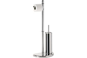 GEDY Hibiscus Colonna bagno porta rotolo + scopino bagno, Cromato, Set per wc in metallo e resine, Misure 75 x 29,6 x 18 cm, Design R&S Gedy, Garanzia 2 anni