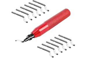 RHHGHY Deburring Tool with 12 Replacement Blades, 360° Rotating Blade, Universal Hand Deburring Tool for 3D Printers, Plastic, Epoxy Resin, Metal, Plastic, DIY and More, Ergonomic Handle
