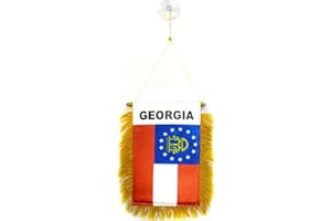 AZ FLAG - Fanion Georgie Pour Décoration Voiture Avec Ventouse et Franges Dorées - Mini Drapeau Géorgien - Etat Américain - Usa - Etats-Unis - 13x10 cm