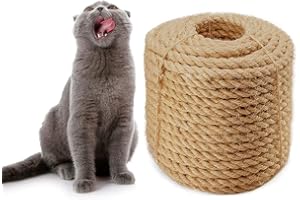 CATHRONE Corda in sisal 6mm per Gatto Scratcher Riparare e sostituire il tiragraffi per gatti, DIY Mobili albero per gatti, tappeto e tappetino antigraffio, giocattoli per kicker per gatti, iuta 20m/66 piedi