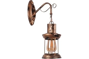 AIRTWESD Apliques pared dormitorio vintage Lámpara de pared LED E27 Metal Rústico Retro Lámparas de cabecera (sin bombilla)