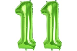 ONLYQIQIU Green Large Numbers 11 Balloons, 40 Inch Big Helium Foil Number Balloons, 2 Pcs Digital Balloons for Girls Boys Men Women 11th Birthday Party Decorations/Anniversary Party Supplies