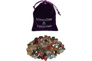 JANNI-SHOP-TROMMELSTEINE 100 Stück kleine Natur Edelsteine Trommelsteine ca. 6-10 mm in Samtbeutel lila give Away auch Steinchen Spiel HUS BAO/Kalaha