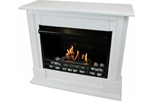KAMINBAU MIERZWA Chimenea Etanol y Gel Modelo Emily Deluxe Blanco Incluyendo 1 litro Quemador de Acero Inoxidable