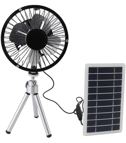 Camping Ventilator Mit Wasserkühlung & Solarpanel – 12000 MAh Akku, Fernbedienung, LED-Licht, 360° Drehbar, Für Zelt & Outdoor (aufladbar über USB/Solar)