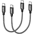RAVIAD USB C to USB C Cable Short, [2Pack 15CM] 60W 20V/3A PD Fast Charging Data Cable Lead Compatible with iPhone 16 15, Samsung Galaxy S23/S22/S21, Huawei Mate 60 Pro, MacBook Pro/Air, Pixel - Black