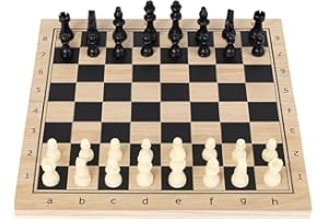 GLOBLY Set Scacchi Dama Backgammon 3 in 1 in Legno Pieghevole, Scacchiera Portatile con Pezzi Inclusi, Perfetta per Casa, Viaggi e Attività Familiari