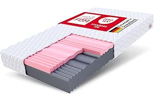 ‎FDM FDM Mattress 180 x 200 cm Hardness H3 H4 Height 18 cm Cold Foam Mattress HR Foam Visco Foam 7 Comfort Zones with Hypoallergenic Washable Jersey Cover Oeko-Tex Select MAX