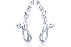 Yumilok Kolczyki ze srebra wysokiej próby 925, hipoalergiczne kolczyki z 4 cyrkoniami sześciennymi, Cyrkonia sześcienna ze srebra wysokiej próby, Cyrkonia