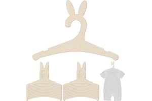Dzmuero Grucce in legno per bambini, 20 grucce per bambini, per bambole, in legno, a forma di coniglio, design scanalato, per decorazione, per appendere vestiti (15,5 x 22,8 cm)