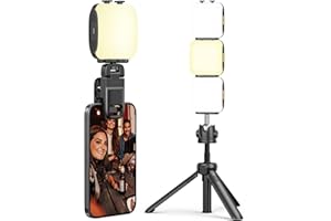 CAMOLO Oświetlenie do selfie z klipsem, lampa LED do wideo, światło kamery, panel świetlny, 3 tryby świecenia, ręczne światło wideo do telefonu komórkowego, tabletu, iPada, laptopa, YouTube, TikTok