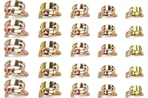 JULIYEH 50 PCS 5 Size Hose Clips Spring Hose Clamps Mini Fuel Line Pipe Clips 5mm 6mm 7mm 8mm 9mm, Golden, (49)