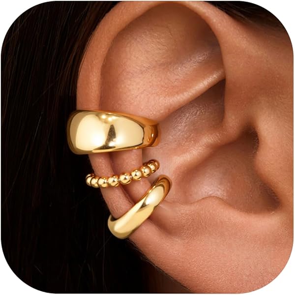 Morfetto Ear Cuff Set 4 Paar - 14K Gold Ohrklemmen Ohne Piercing