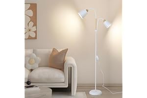ANTENLICHT YOYO Lampada da terra con luce lettura | Portalampade E27 max 60W | 2 teste regolabili 360° | Design vintage moderna in metallo per soggiorno | Altezza 159cm bianco, senza lampadina
