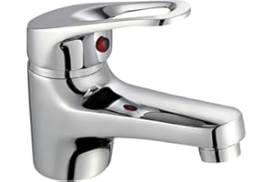 REFORMAYBRICO Grifo Lavabo Baño Grifos Para Lavabos de Baño Color Cromado Plateado Estilo Tradicional Mini Grifo Mezclador Monomando Accesorios de Instalación y Latiguillos 3/8 Incluidos Torneira Lavatorio