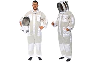 Best Bee Combinaison Apiculteur Ventilée, Tissu Épais en 3 couches, Fermeture Éclair robuste, Capuche Amovible, Poches Pour Outils, Tenue Apiculture anti guêpes & abeilles aérée XXL
