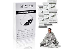 MIXIAO Emergency Foil Thermal Blanket (Pack of 6), Survival Blankets Perfect for Outdoors, Hiking, Survival, Marathons or First Aid (Silver Pack of 6)