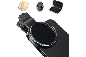 BITUBOL 52mm Variabler ND2-400 Filter mit ultradünnem, mehrschichtig einstellbarem, neutraler Dichte-Klemmobjektiv, kompatibel mit iPhone 15 14 13 12 11, Google Pixel und Smartphones
