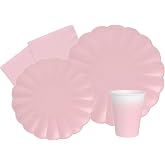 Flower Shape Party Tableware Kit for 8 people (44 pcs: 8 plates &Oslash;23cm, 8 plates &Oslash;18cm, 8 cups 250 ml, 20 napkins 13x13 in) ma