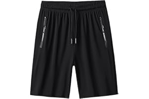 rismart Hombres Secado Rápido Pantalones Cortos Entrenamiento Corriendo Caminando Atlético Shorts con Cremallera Bolsillos