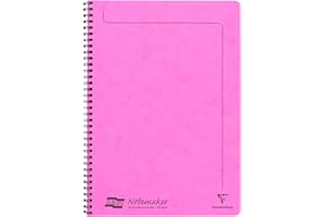 Clairefontaine 3084Z Zeszyt na spirali Notemakers Europa fuksja – A4 21x29,7 cm – 120 odrywanych stron w linie – Biały papier 90 g – Lakierowana okładka kartonowa