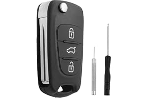 KEYQUEEN 3 Buttons Car Key Case Replacement for Hyundai i20 i30 i35 iX20 iX35 and for Kia Ceed Soul Sportage Venga Remote Control Folding Car Key Shell Case include Removal Tool