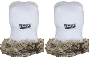 Manoplas Carrito Bebé Rosy Fuentes- Con Forro Polar Interior - Guantes para Carro Bebé - Tejido Suave y Agradable - Manoplas Carro Bebé Universales 0-blanco camel