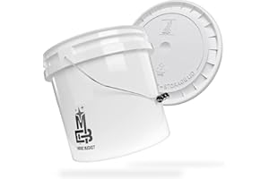 Magic Bucket | Set de seaux de Lavage pour Voiture Blanc avec Couvercle de Seau Assorti | 3,5 US GALLONS env. 13 litres | Compatible avec Grit Guard, Detail Guardz Dirt Lock, Chemical Guys Dirt Trap
