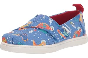 TOMS Alpargata Kids Slip On Trainers - Ultramarine Blue Glow in The Dark Dinos in Space UK