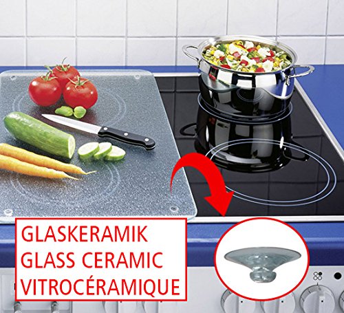 WENKO 2712941500 Multi-Platte Hot Peperoni – für Glaskeramik Kochfelder, Schneidbrett, Gehärtetes Glas, 56 x 0.5 x 50 cm, Mehrfarbig - 6