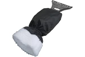 AUPROTEC Grattoir à Glace avec Gant raclette Pare Brise, Doublure chauffante, Bande élastique enserré, Couleur: Noir