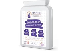 BESPOKE BIOTICS MACUSOOTHE Eye Complex Premium Vision Support, Eye Pressure, Age Related, Blue Light (from Smartphones) | Contains Zeaxanthin, Lutein, Bilberry & Pine Bark | UK Made | GMP Standards