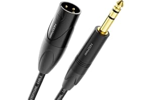 deleyCON 5m XLR do 6,35mm Jack Stereo - mikrofonowy adaptera audio AUX - Jakość studyjna - wykonany z czystej miedzi OFC (AWG24) XLR Męski na Jack 6,35mm Męski - Metal Lock