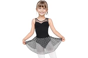 JiAmy Girls Ballet Dress, Short Sleeve Ballet Outfit Ballet Leotard, Kids Sleeveless Ballet Costume Dancewear with Chiffon Skirt