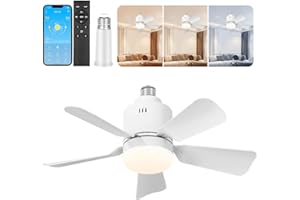 TEKXDD Ventilateur Plafond Avec Lumière : ventilateur de plafond à 3 vitesses, temporisable, silencieux et avec LED à intensité variable, adapté pour la chambre/le salon [Classe énergétique A].