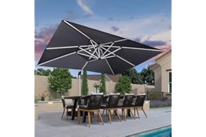PURPLE LEAF Parasol Déporte 3 x 4 m Rectangulaire, Parasol De Jardin Extérieur Toit à Double Rotatif 360°, Armature de Parapluie en Aluminium, Avec Protection Solaire UPF50+, Pour Terrasses, Gris
