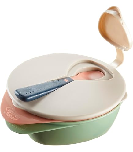 Tommee Tippee Explora Easy Scoop - Lot De 2 Gamelles Avec Couvercle Anti-Fuite Et Cuillère - Idéal Pour L'Apprentissage De L'Alimentation