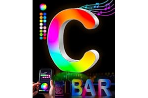 KIMIMARA Lettere Luminose Alfabeto - Luminoso Lampada LED Lettera RGB App Controllo Luci Lettera Operatore a USB per Ricevimenti Festa Matrimonio Natale Casa Bar Decorazione (C)