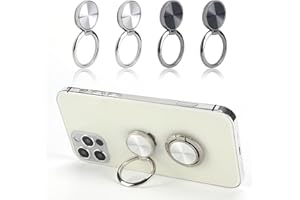 Senbaler 4 Pièces Anneau Téléphone Portable 360 °,Bague Smartphone en Métal,3mm Ultra-Mince,Support de Magnétique pour Voiture (2 Noir+2 Argent)